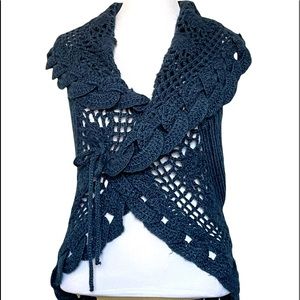 John Fashion Blue Crochet Vest Size L